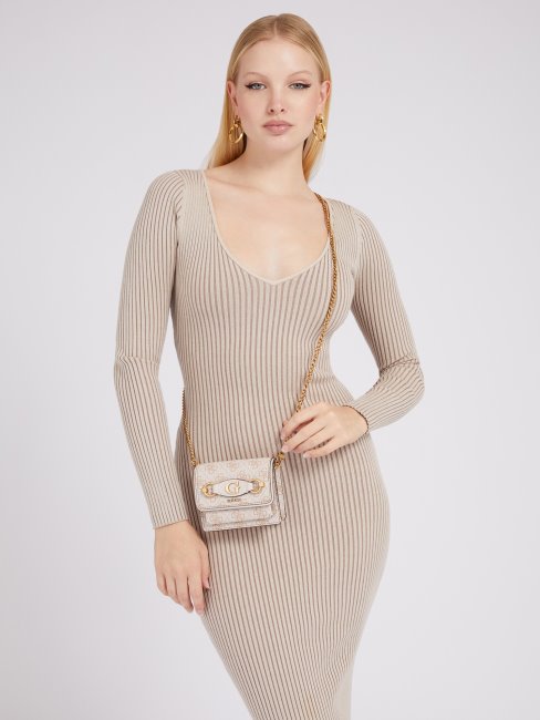 Mini Sac à Bandoulière Izzy 4g Logo Crème Guess