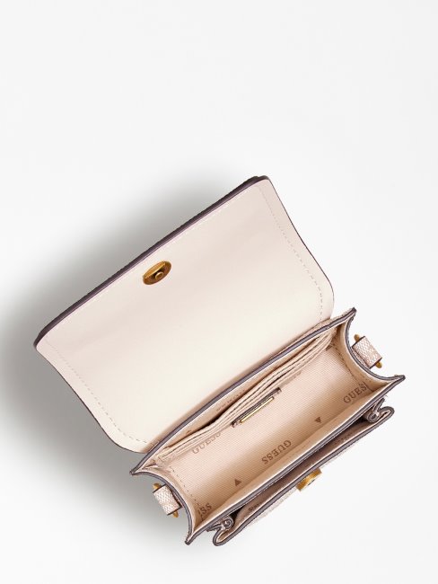 Mini Sac à Bandoulière Izzy 4g Logo Crème Guess