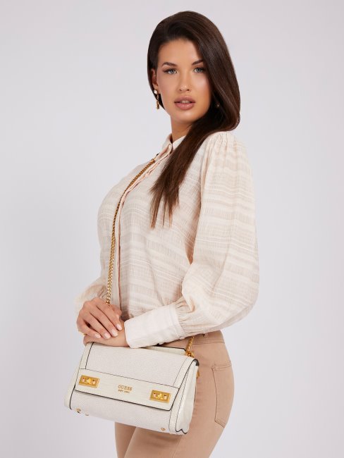 Sac à Bandoulière à Breloques Et Logo Katey Blanc