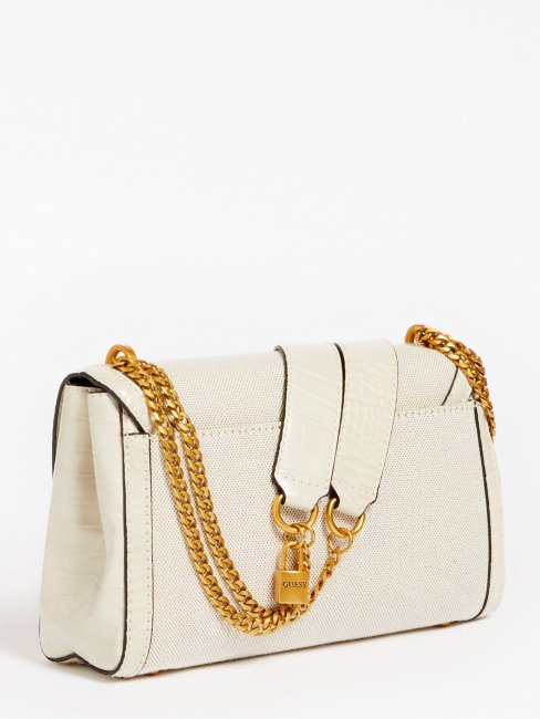 Sac à Bandoulière à Breloques Et Logo Katey Blanc