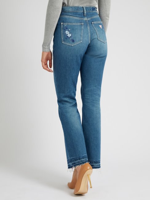 Pantalon En Jean Droit Bleu Guess Nouvelle Tendance