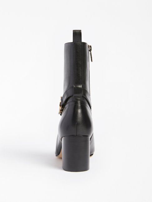 Guess Bottes Sabean En Cuir Véritable Noir