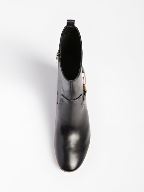 Guess Bottes Sabean En Cuir Véritable Noir