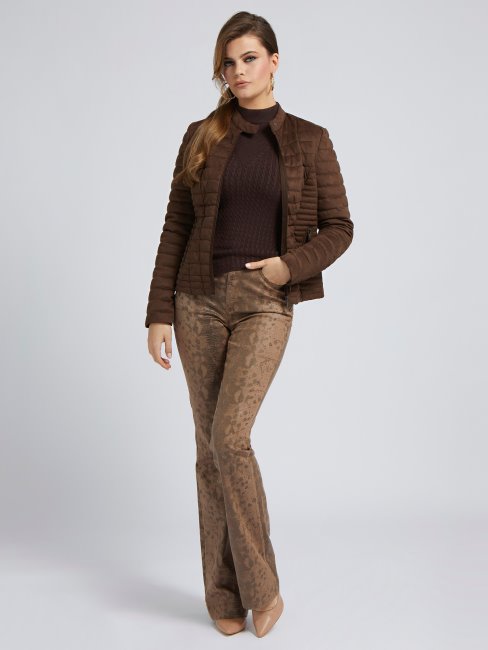 Doudoune Guess En Faux Suède Marron