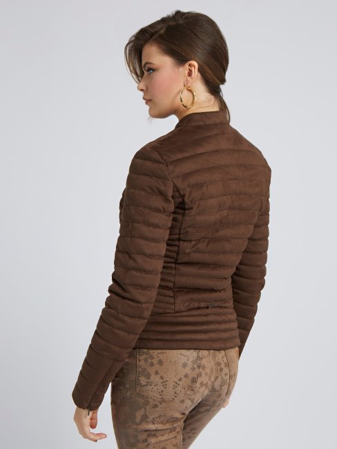 Doudoune Guess En Faux Suède Marron