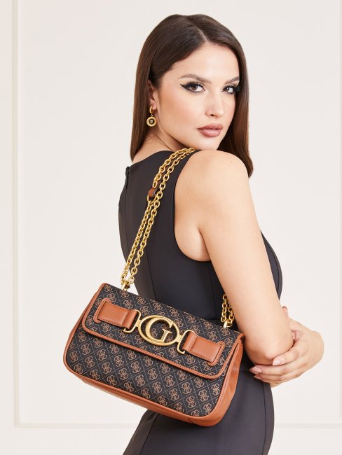 Guess Aileen 4g Logo Sac à Bandoulière Marron Foncé