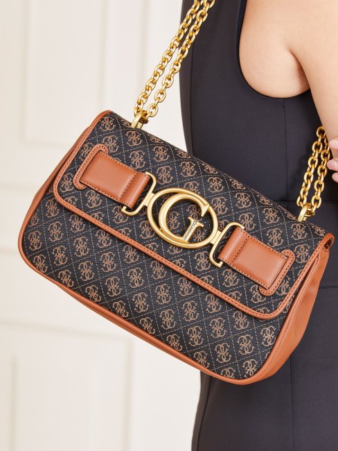 Guess Aileen 4g Logo Sac à Bandoulière Marron Foncé