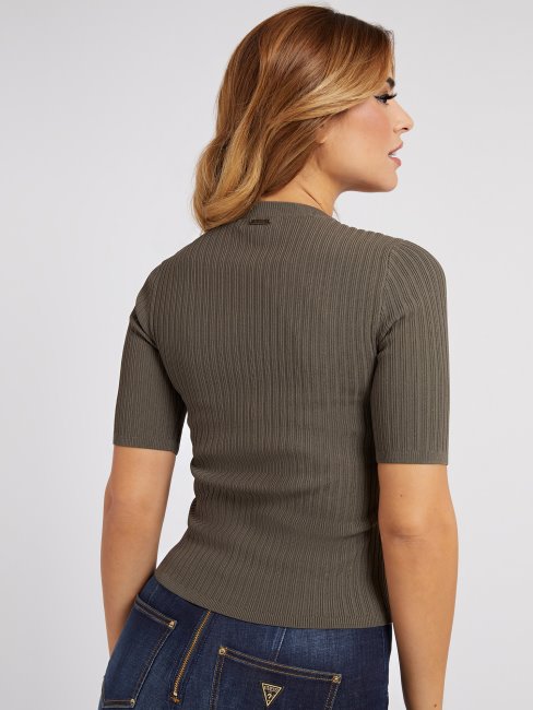 Top En Maille Côtelée Gris Guess