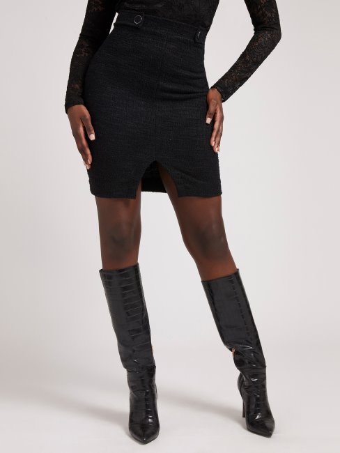 Guess Jupe Mi-longue En Tweed Noir Multi