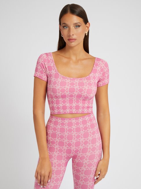 Crop Top Violet Avec Logo Sur L'ensemble