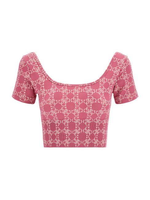 Crop Top Violet Avec Logo Sur L'ensemble