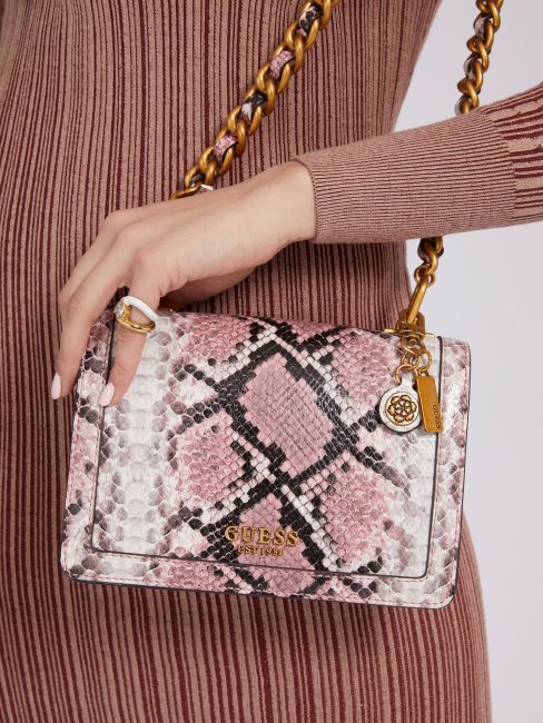 Guess Mini Sac à Bandoulière Imprimé Python Abey Rose Multi