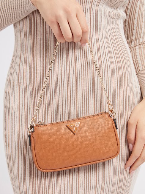 Guess Mini Sac à Bandoulière En Saffiano Alexie Rouge