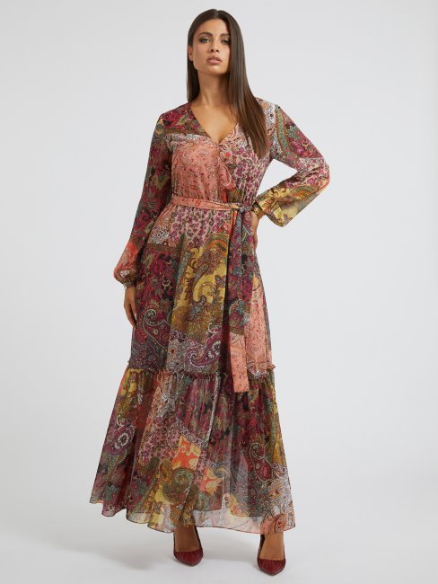 Robe Longue Imprimé All Over Guess Rouge