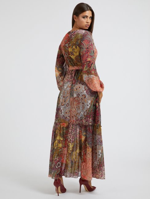 Robe Longue Imprimé All Over Guess Rouge