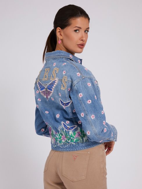 Veste En Jean Brodé Bleu Guess