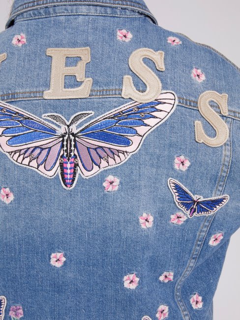 Veste En Jean Brodé Bleu Guess