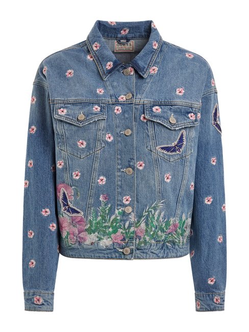Veste En Jean Brodé Bleu Guess
