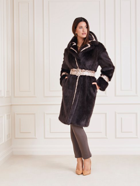 Manteau En Fausse Fourrure Guess Marciano Marron
