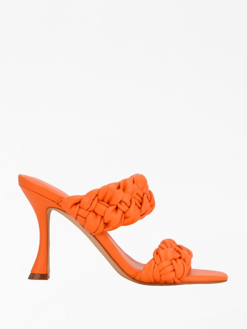 Guess Mules Harlie Orange à Talons Tressés