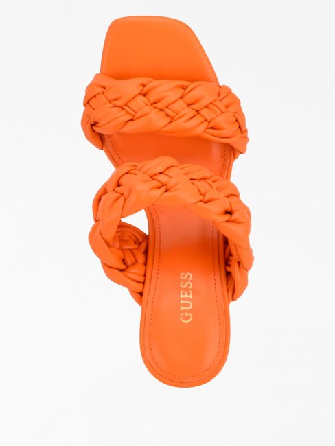 Guess Mules Harlie Orange à Talons Tressés