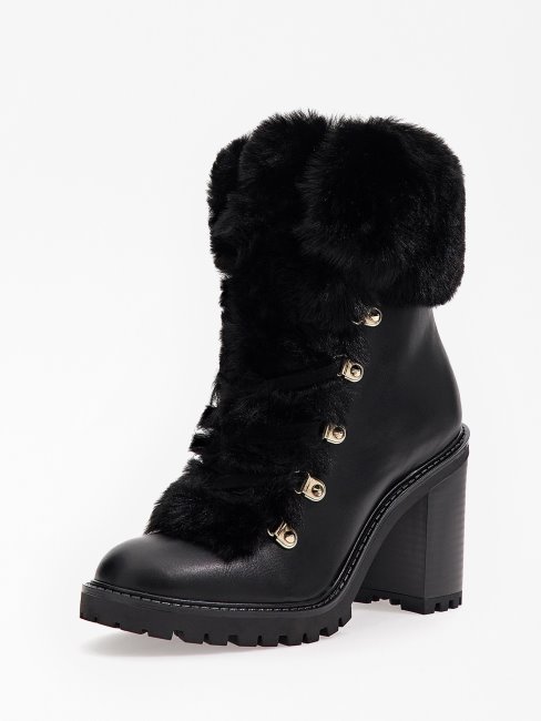 Guess Bottes Galway En Fausse Fourrure Noir