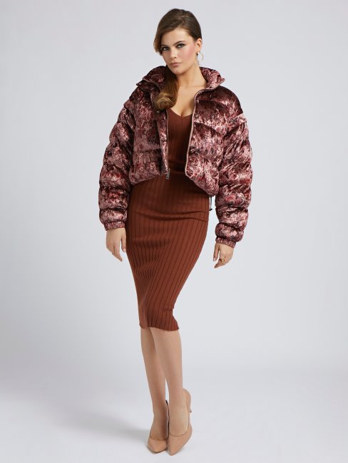 Doudoune Courte Imprimé Sur L'ensemble Violet Guess