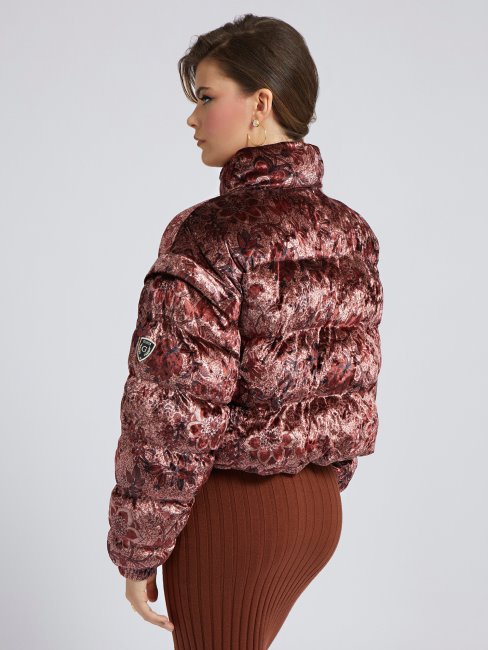 Doudoune Courte Imprimé Sur L'ensemble Violet Guess