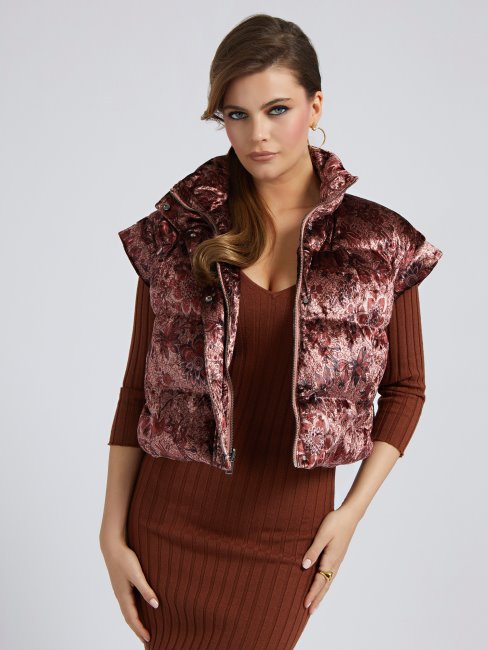 Doudoune Courte Imprimé Sur L'ensemble Violet Guess