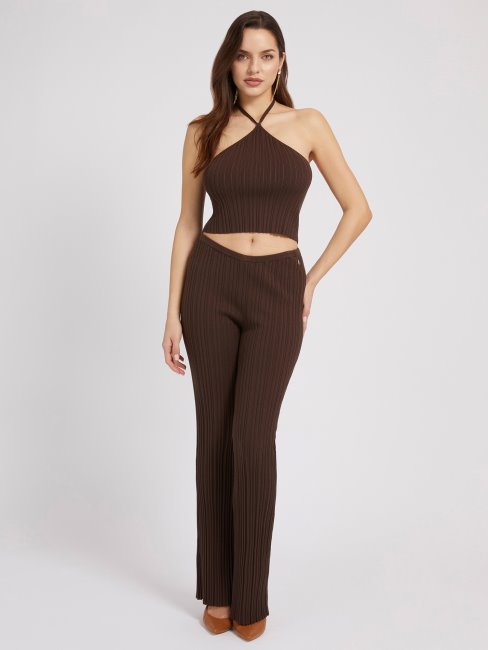 Pull Guess Marron à Col Licou