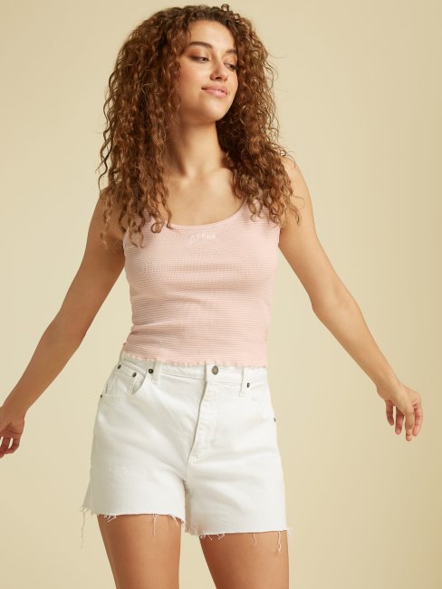 Guess Rayé Motif Logo Gilet Rose