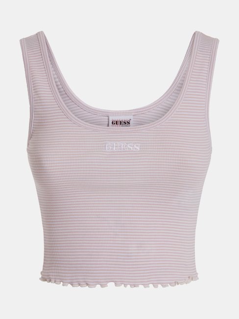 Guess Rayé Motif Logo Gilet Rose