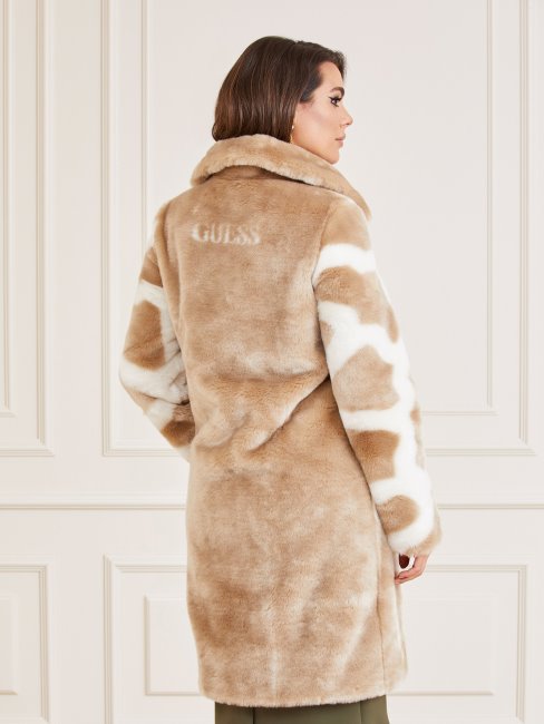 Manteau En Fausse Fourrure Marron Guess