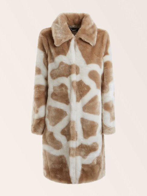 Manteau En Fausse Fourrure Marron Guess
