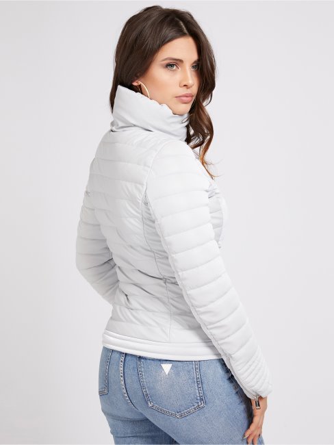 Veste Matelassée Col Montant Gris Clair Guess
