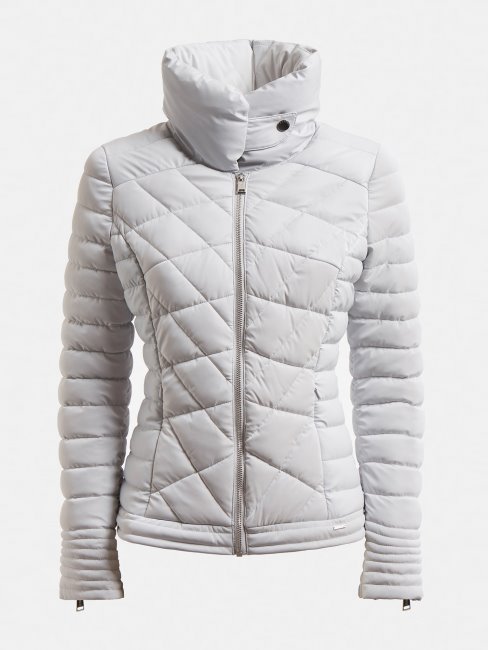 Veste Matelassée Col Montant Gris Clair Guess