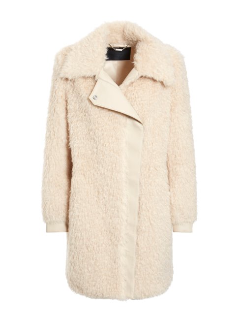 Guess Manteau Blanc En Fausse Fourrure