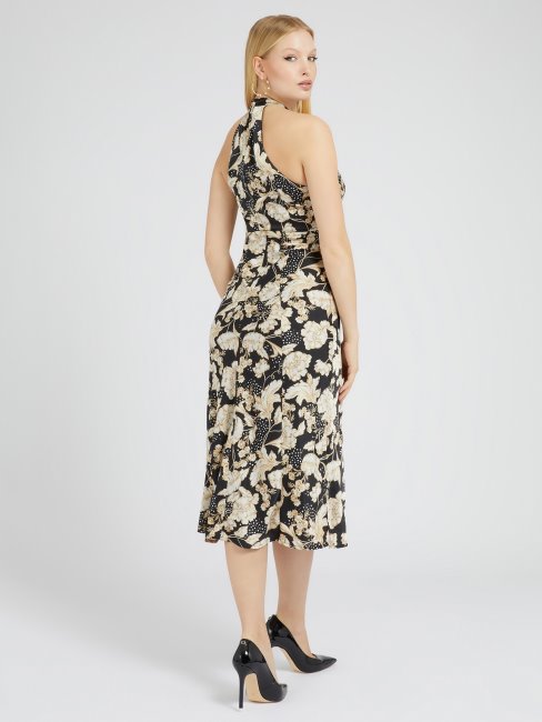 Robe En Satin à Imprimé Fleuri Fantaisie Florale