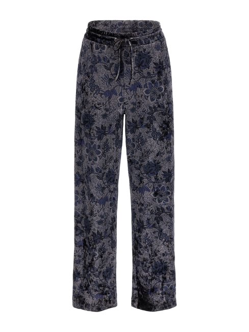 Pantalon à Jambe Large En Velours Fantaisie Florale