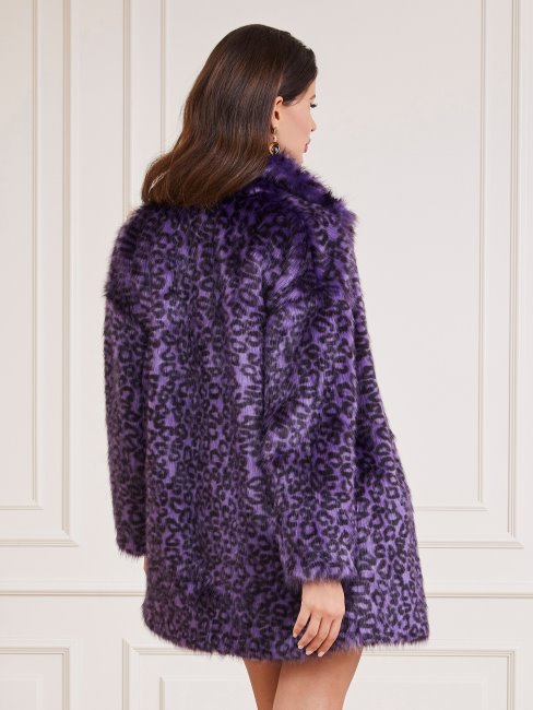 Guess Marciano Manteau En Fausse Fourrure Violet