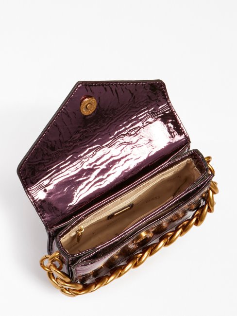 Mini Sac Bandoulière Retour Métallisé Violet Guess