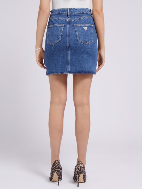Jupe En Jean à Volants Guess Bleu