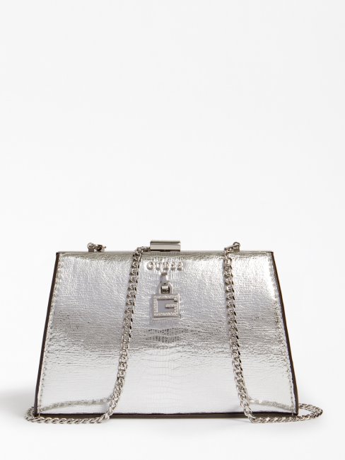 Mini Pochette Effet Métallisé Night Fall Guess Argent