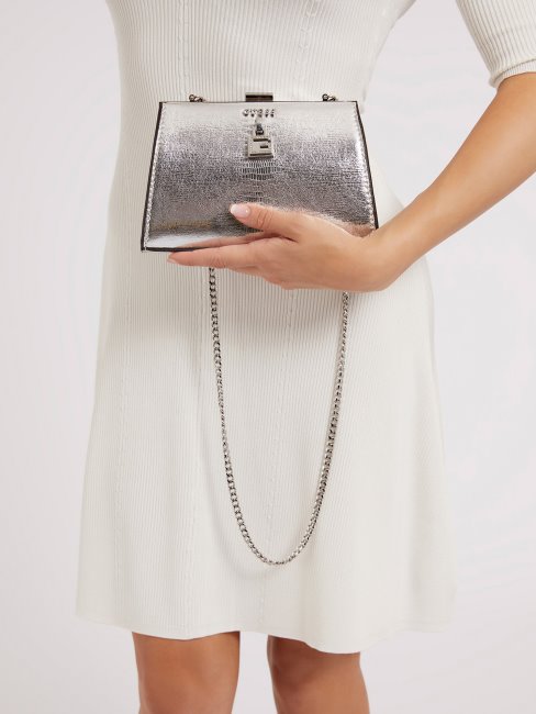 Mini Pochette Effet Métallisé Night Fall Guess Argent