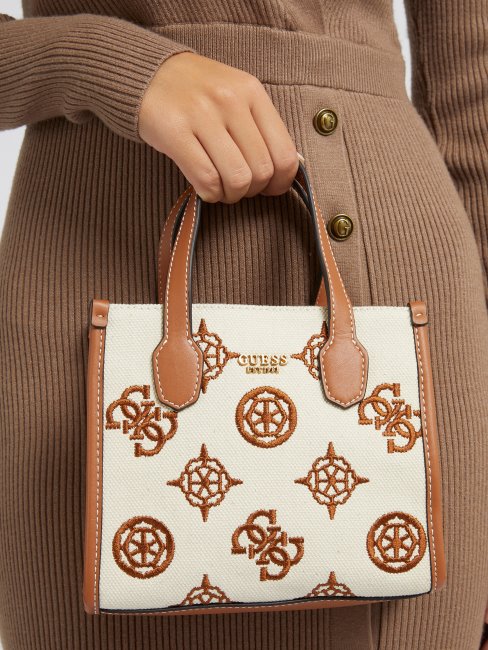 Guess Silvana Logo Mini Sac à Main Marron
