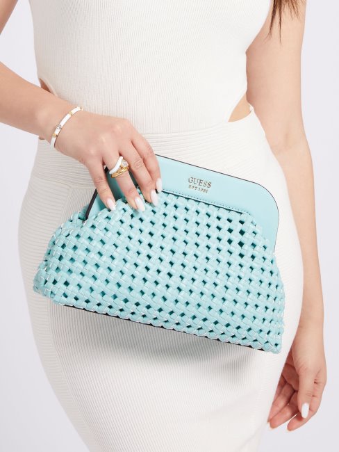 Pochette Guess Sicilia Tressée Bleu Clair