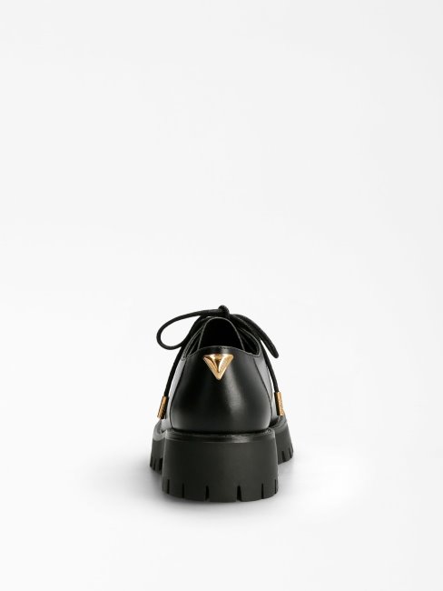 Mocassins Guess Mirka En Cuir Véritable à Lacets Noirs