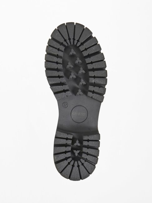 Mocassins Guess Mirka En Cuir Véritable à Lacets Noirs