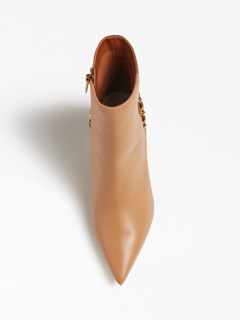 Hibah Botte Basse En Cuir Véritable Guess Marron