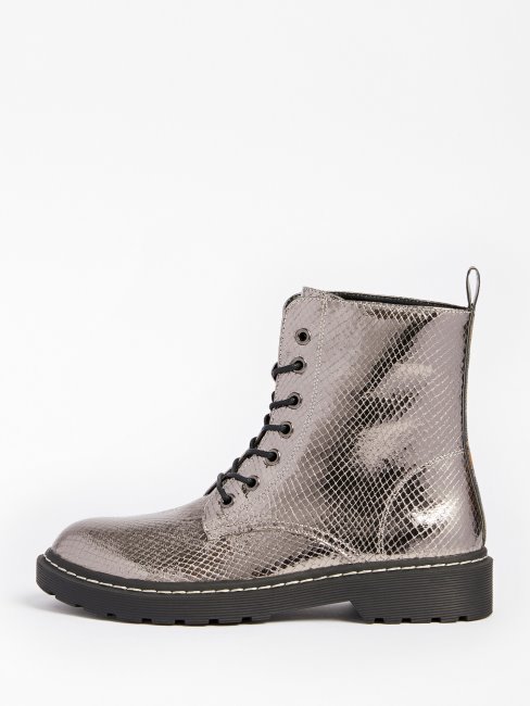 Guess Bottes De Combat Rambo Métallisées Argentées